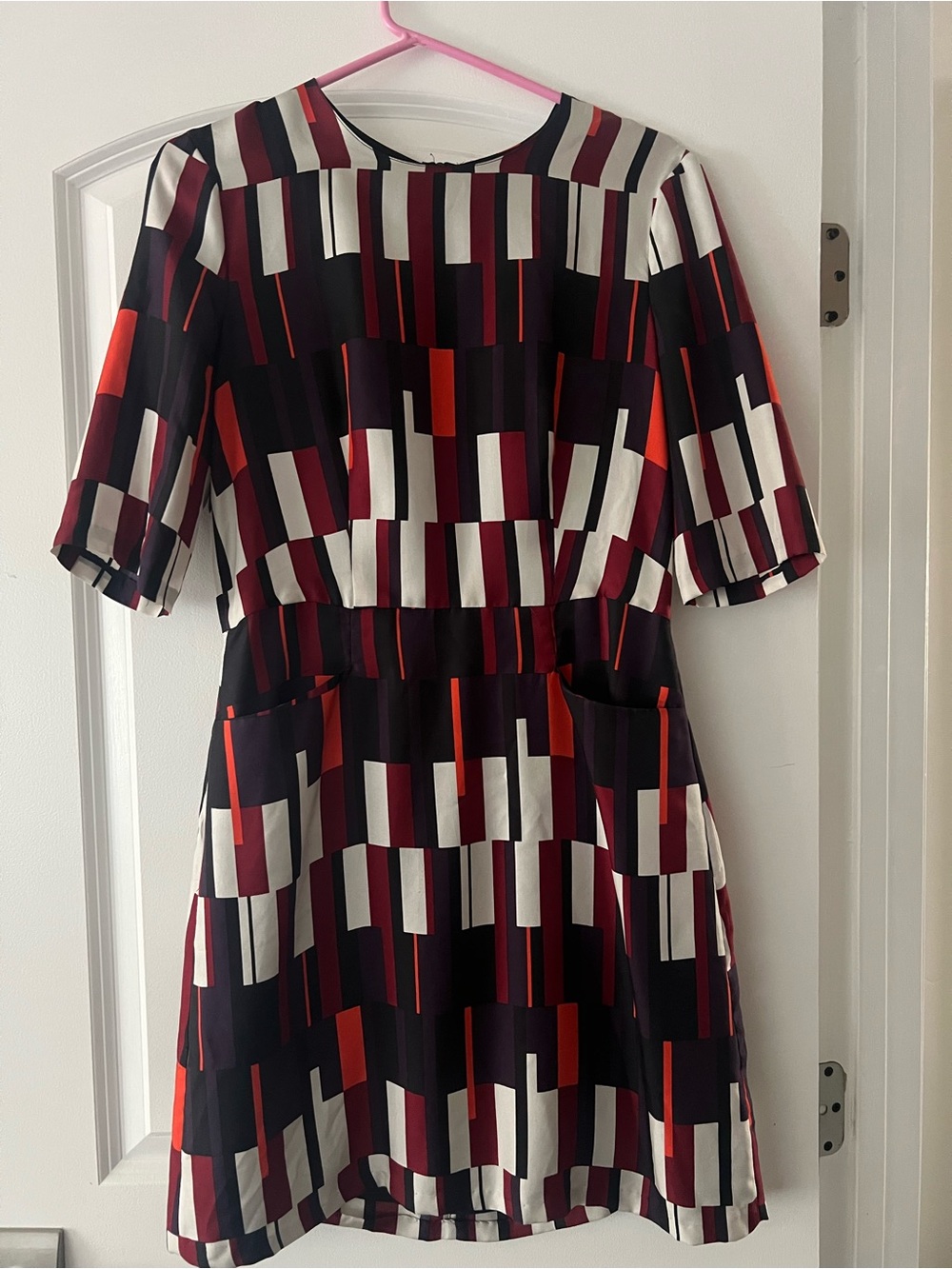 rag & bone Geometric Midi Dress in Black, White & Red